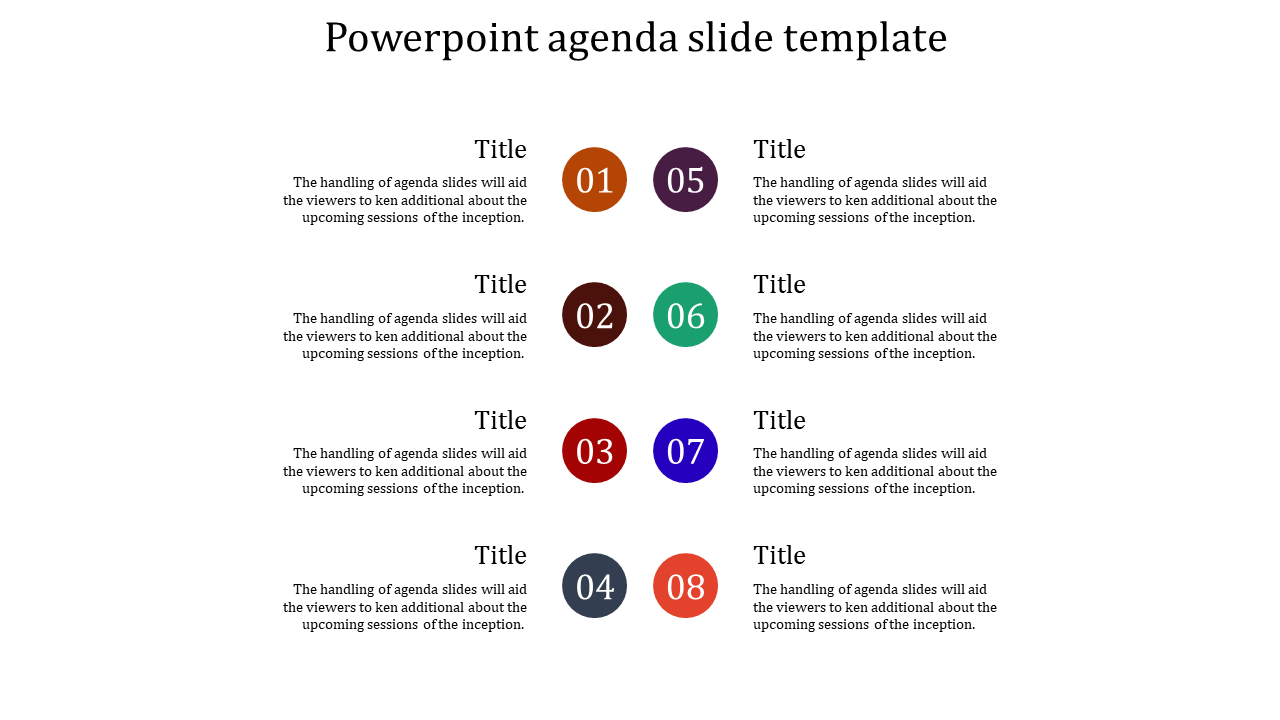 PowerPoint Agenda Slide Template for Meeting Plans