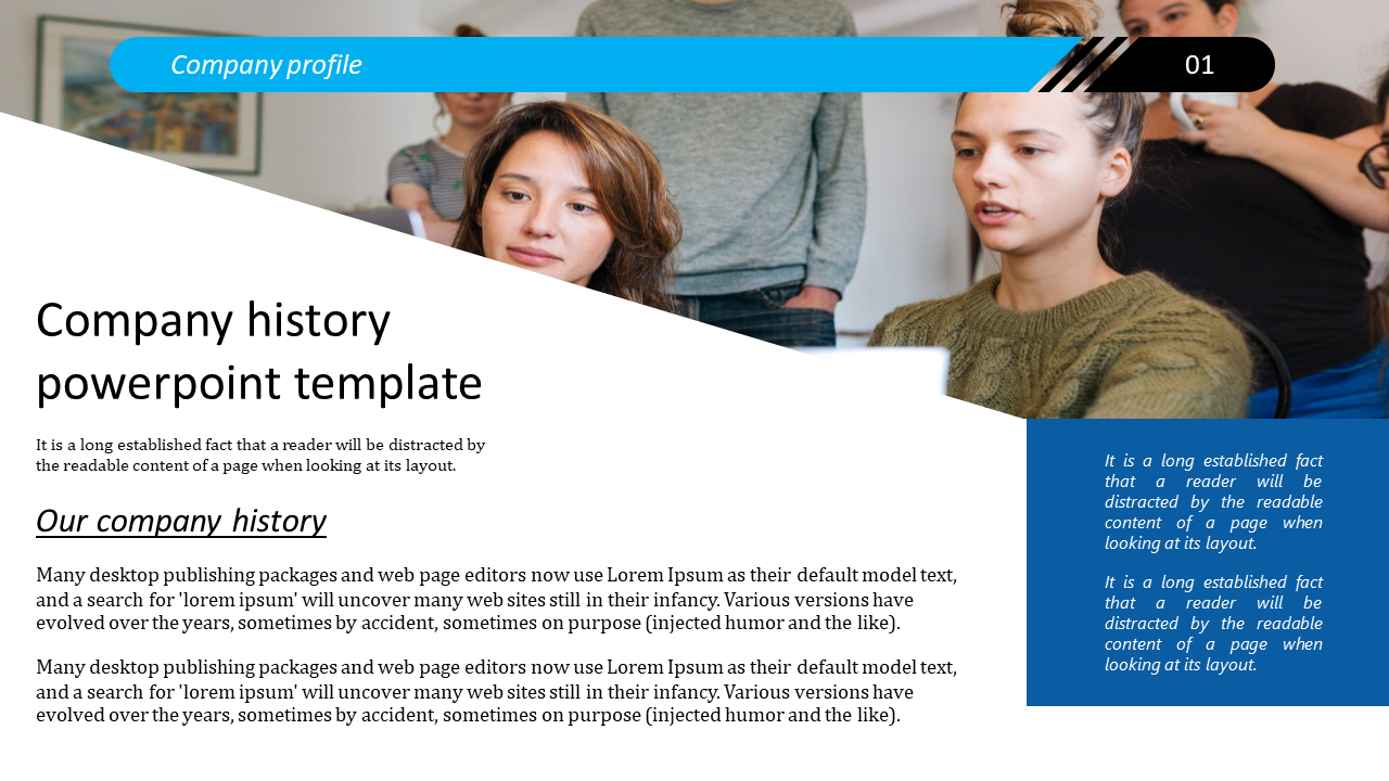 A Three Node Company History PowerPoint Template