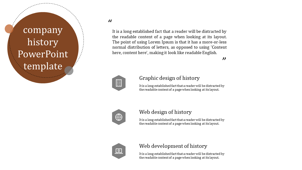 Company History PowerPoint Template for Historical Data