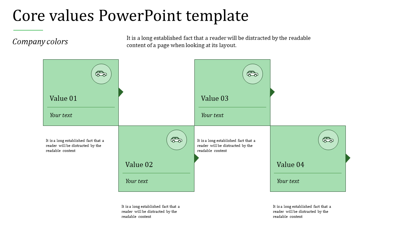 Predesigned Core Values PPT and Google Slides Template