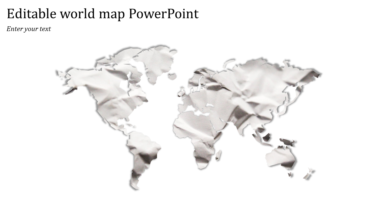 Abstract world map design resembling torn paper outlines of continents on a white background.