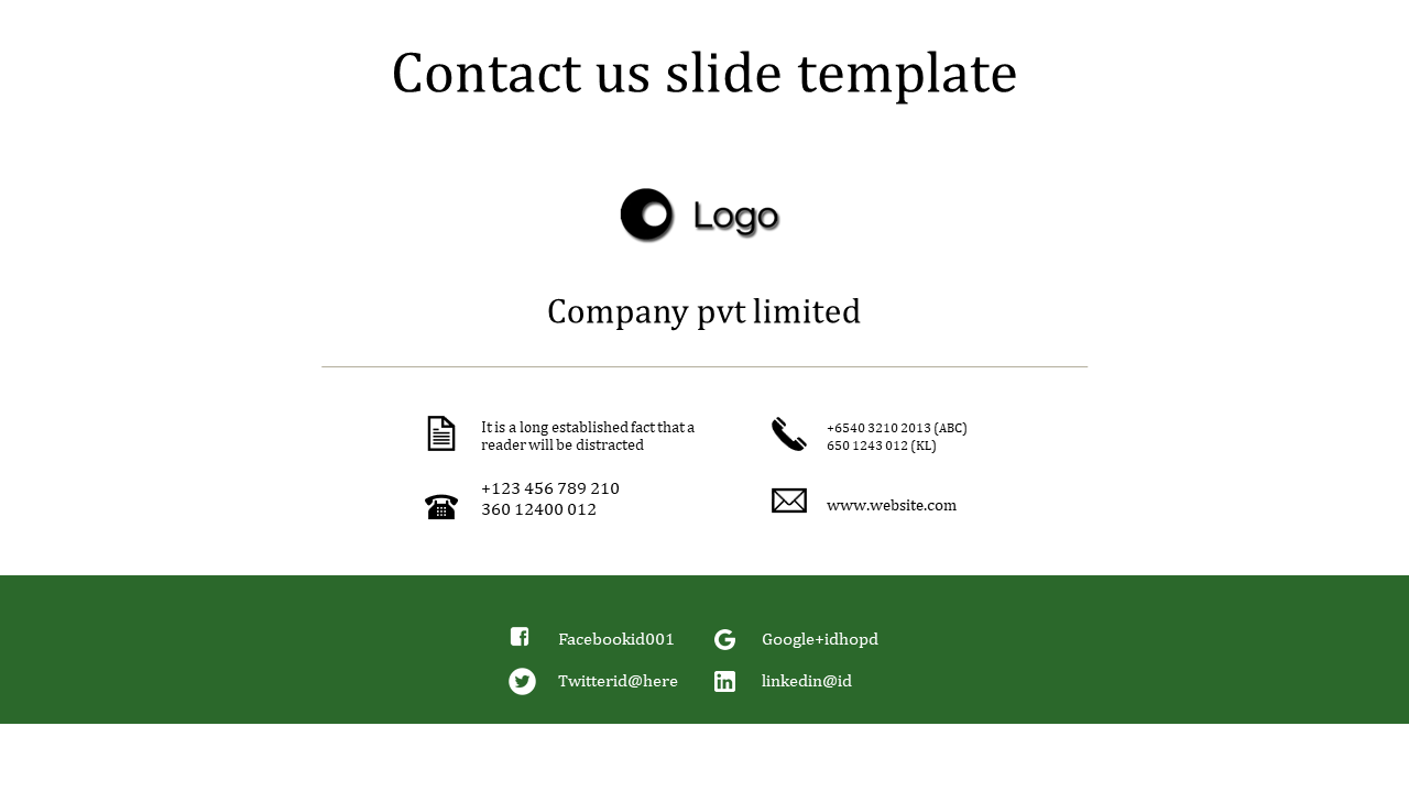 Contact Us Slide Template For PPT And Google Slides