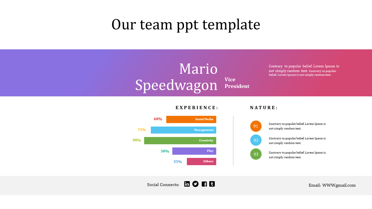 Multicolor Customized Our Team PowerPoint Template Designs