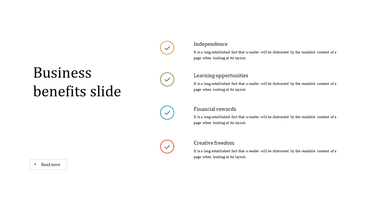 Business Benefits PowerPoint Template with Four Nodes