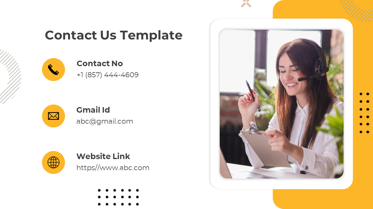 Contact Us Slide Template