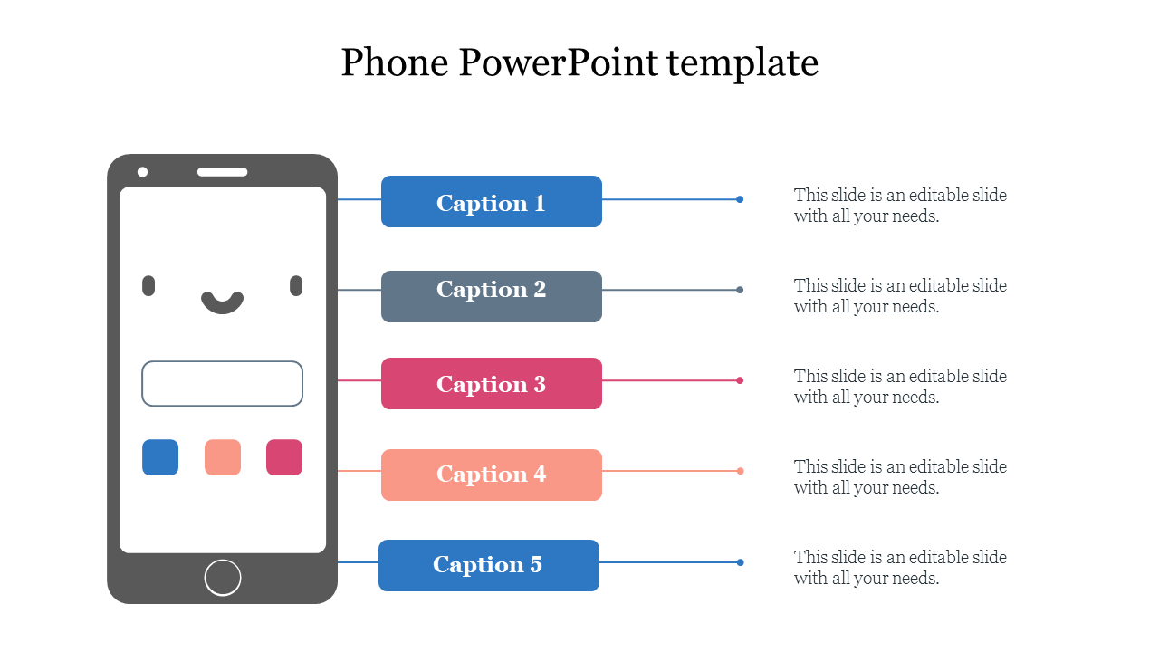 Phonebook-themed template with a prominent blue phonebook illustration on a gray background and two caption areas.