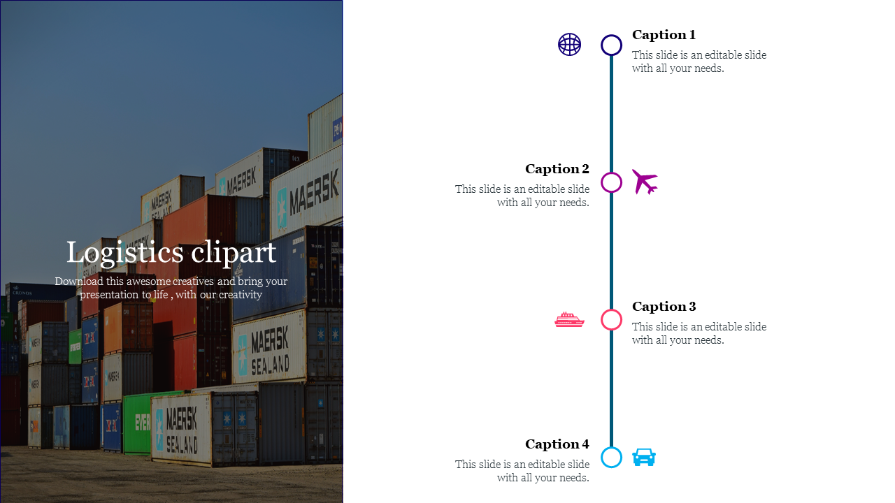 Multi-Color Logistics Clipart PowerPoint Template Slide