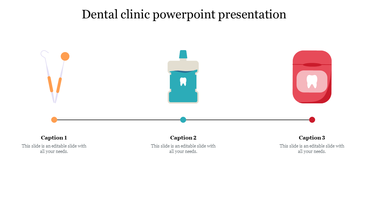 An illustration featuring dental tools, including a dental mirror and scaler on the left, and a tooth model in the center.