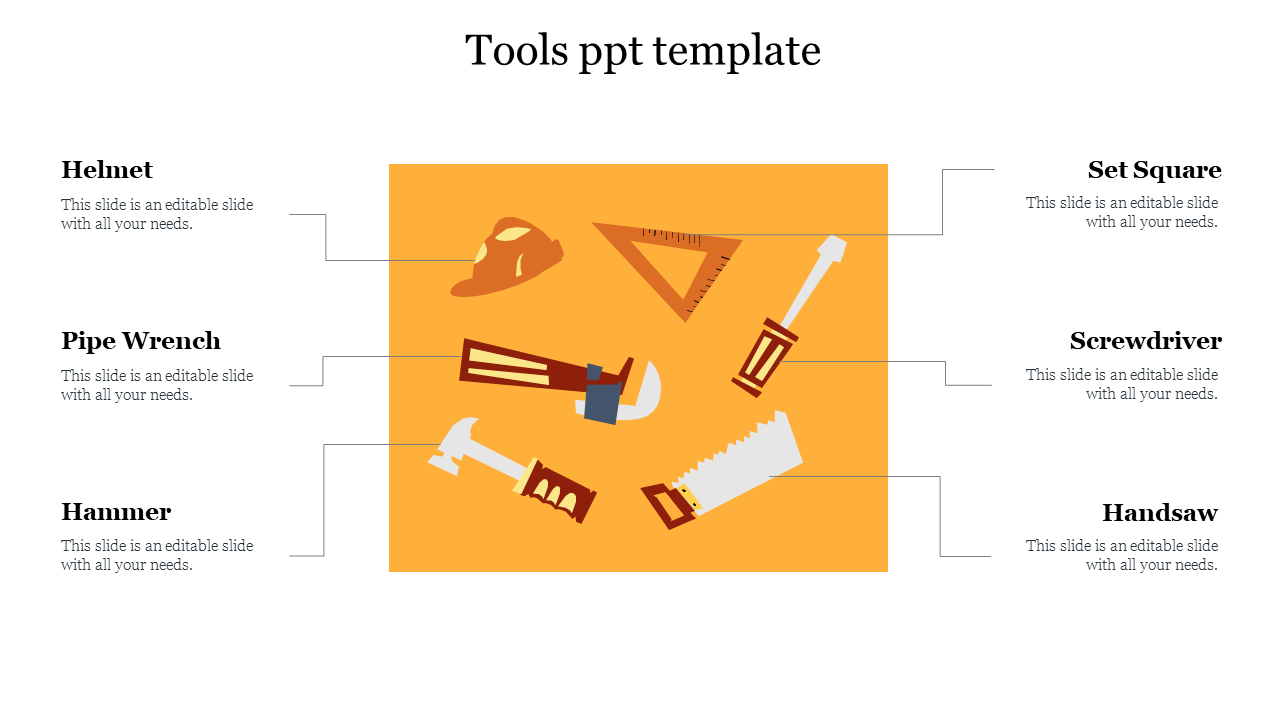 Outstanding Free Tools PPT Template For Presentation