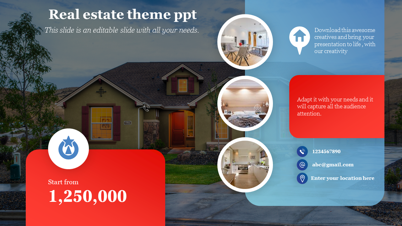 Use Creative Real Estate Theme PPT Presentation Slides