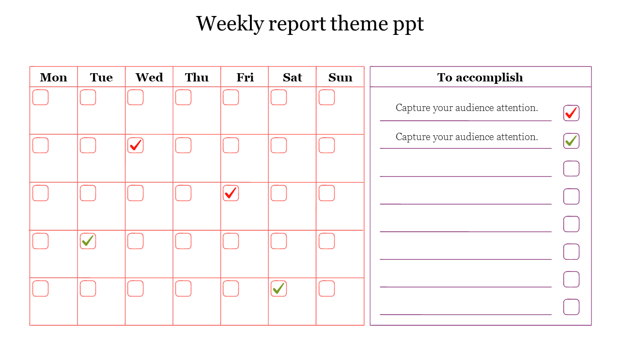 Creative Weekly Report Theme PPT Slides Presentation