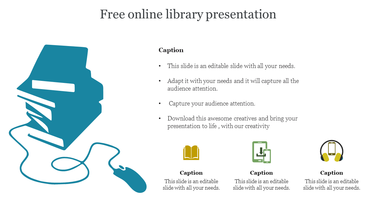 Stunning Online Library Presentation Template Slide Design