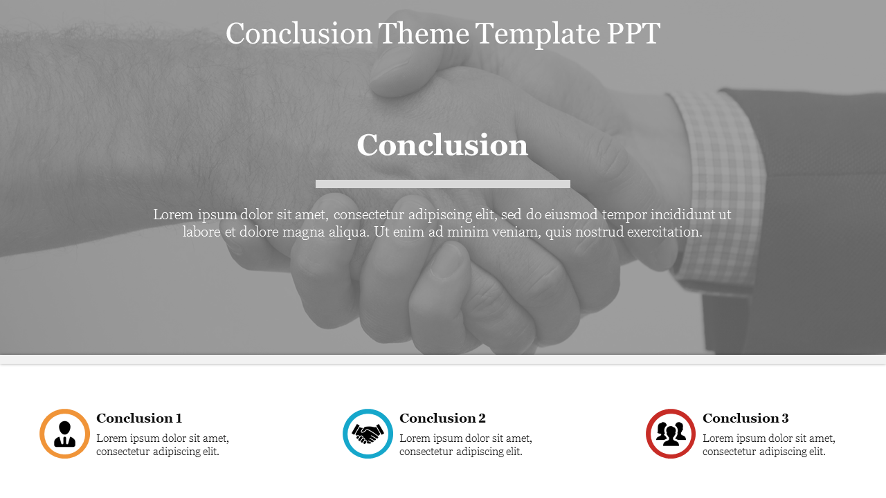 Excellent Conclusion Theme Template PPT With Three Node