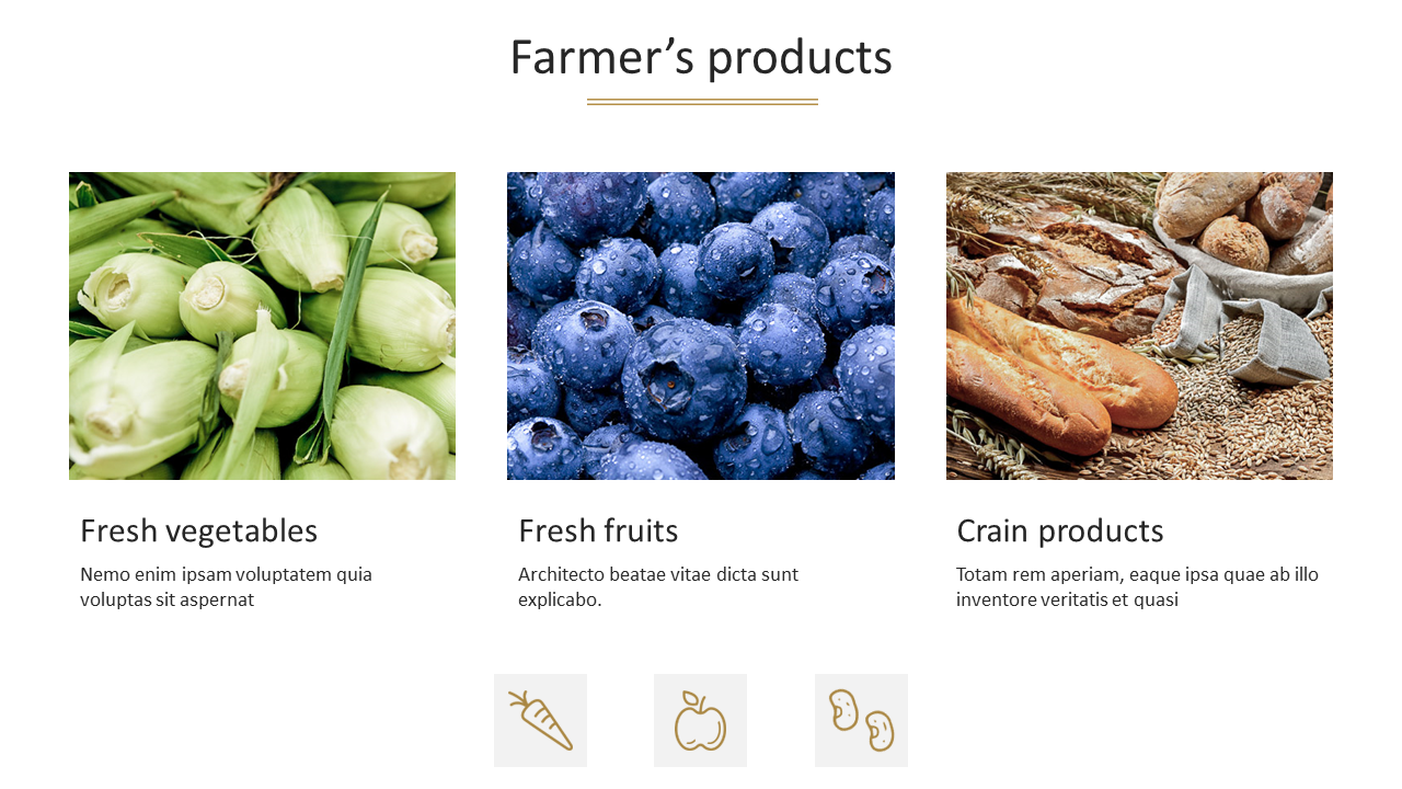 Amazing Farmers Products PowerPoint Slide - Three Nodes