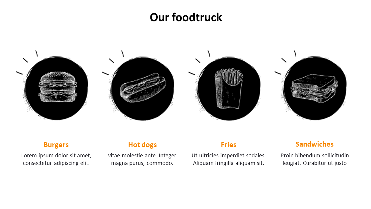 Creative Foodtruck PowerPoint Template With Four Nodes