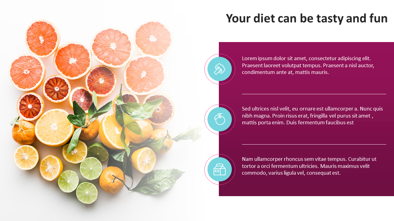 Creative Health And Nutrition Template Slide Presentation