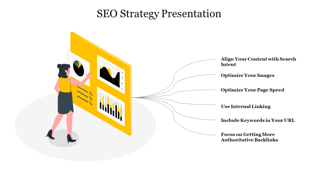 Attractive Six Node SEO Strategy Presentation Template