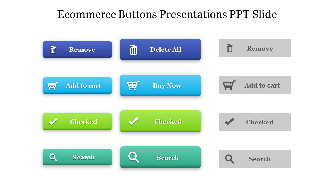 Four Node Ecommerce Buttons Presentations PPT Slide