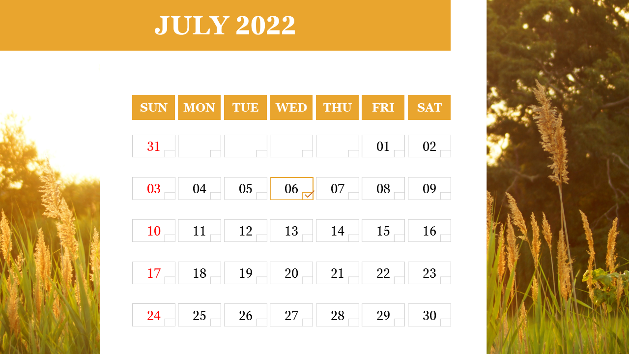 Amazing July 2022 Monthly Planner Presentation PowerPoint