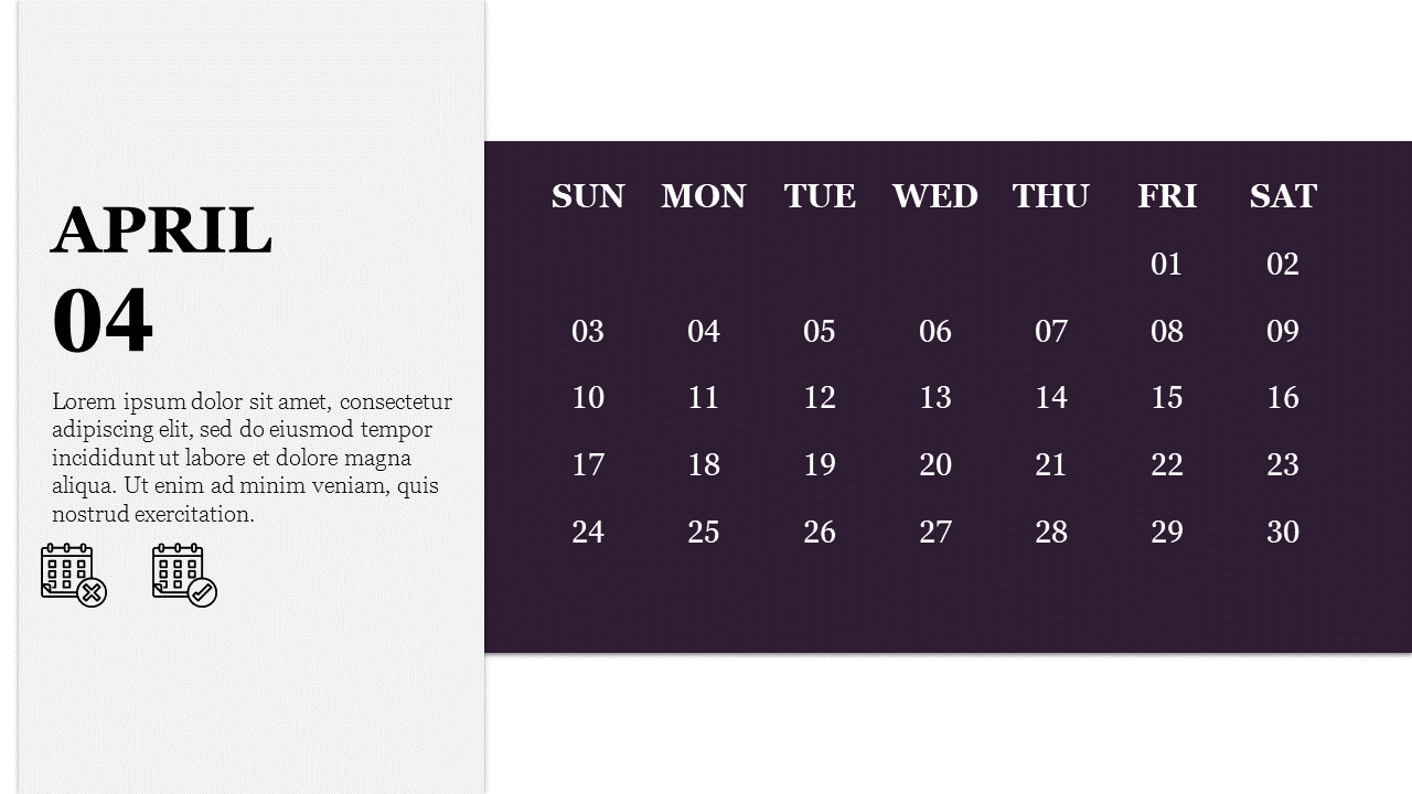 Effective 2022 April PPT Calendar Template