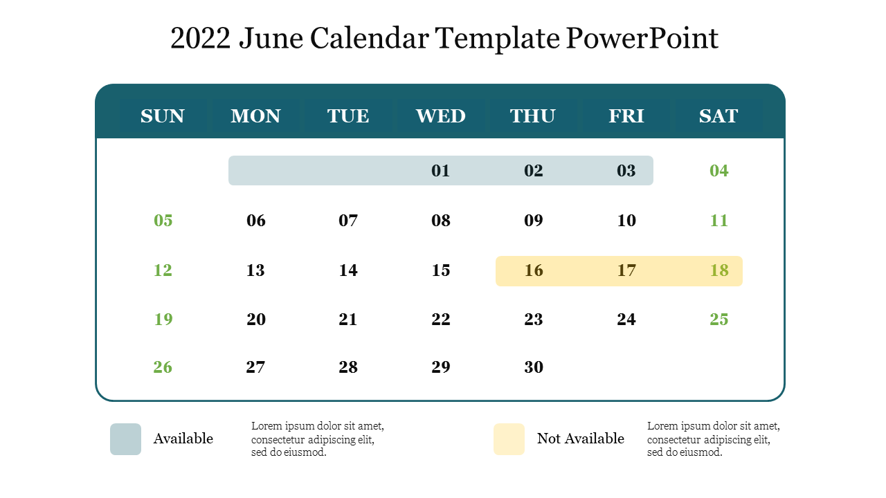 Tiết lộ lịch tháng sáu 2022 của bạn với một bản trình chiếu PowerPoint đẹp mắt. Với những thiết kế độc đáo của mẫu slide PowerPoint này, bạn sẽ có thể tạo ra một lịch thực sự đặc biệt và thu hút sự chú ý của người xem.