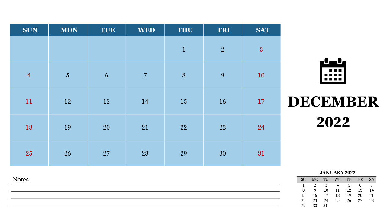 Best PowerPoint Calendar December 2022 Template