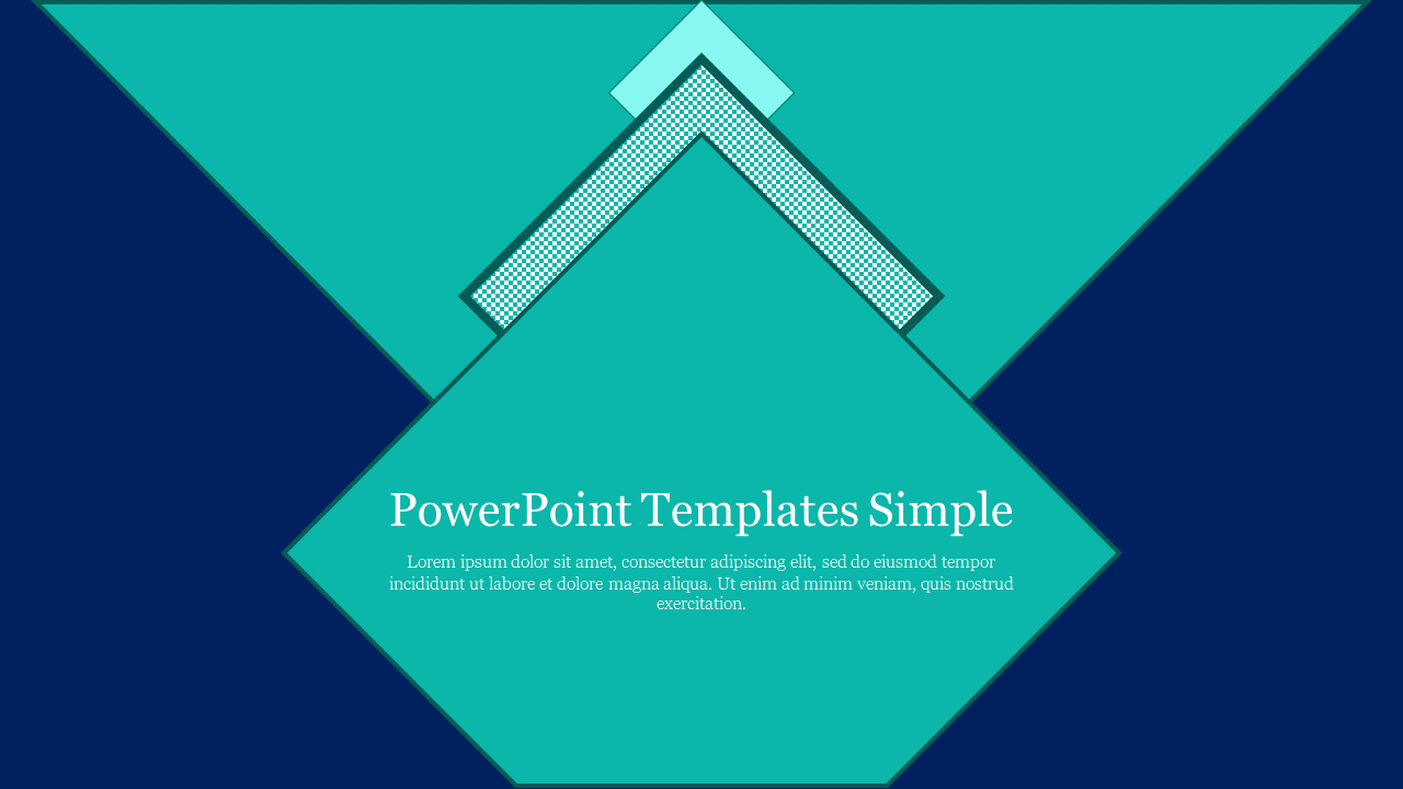 Modern simple template featuring a combination of teal and dark blue geometric shapes with a large title text area.