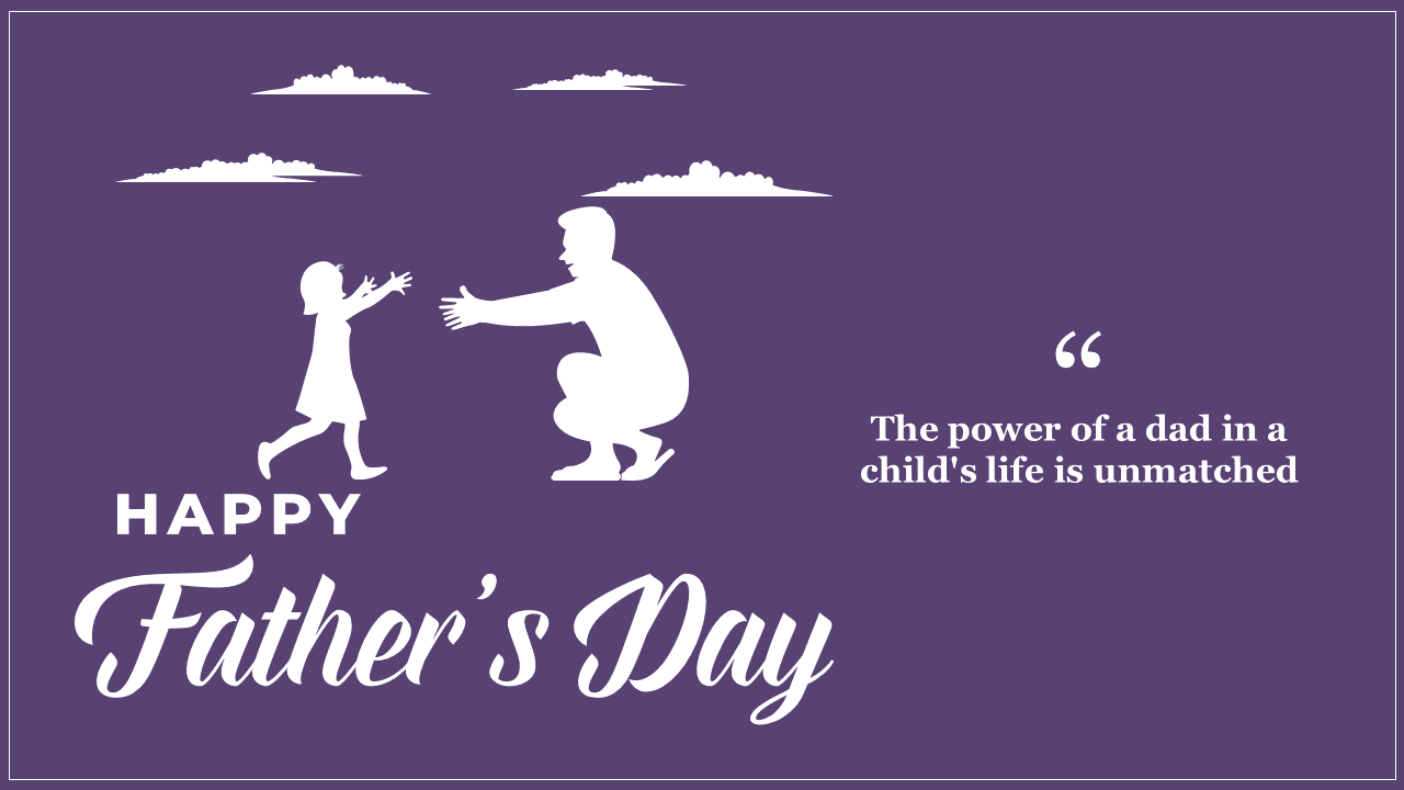 Silhouette of a father and child reaching out to each other with clouds in the background, celebrating Father's Day.