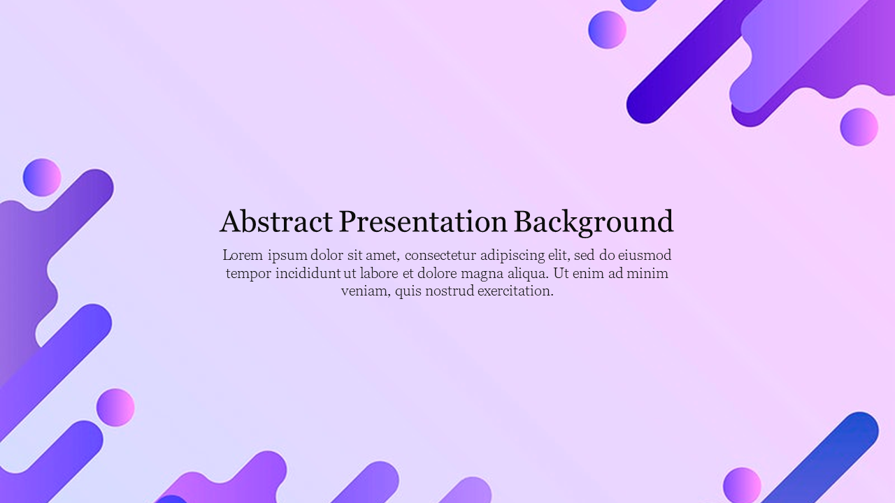 Abstract slide background featuring a gradient of purple and pink with rounded geometric shapes on the corners with text.