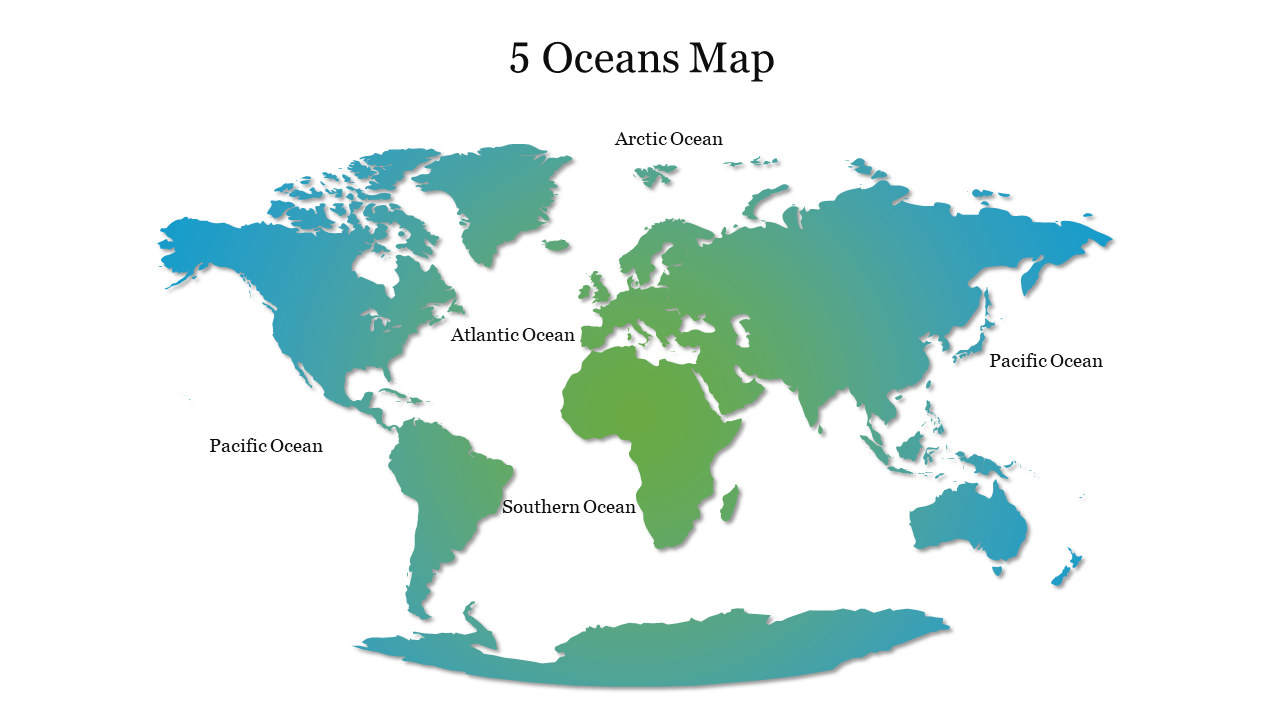 Try Now 5 Oceans Map PowerPoint Presentation Template