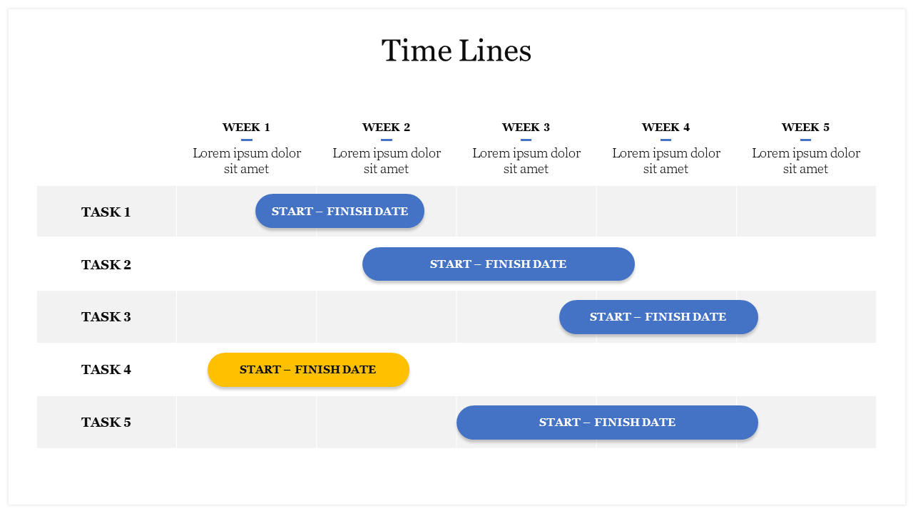 Graphic design illustrating a timeline for task management, displaying various tasks aligned with corresponding placeholders.