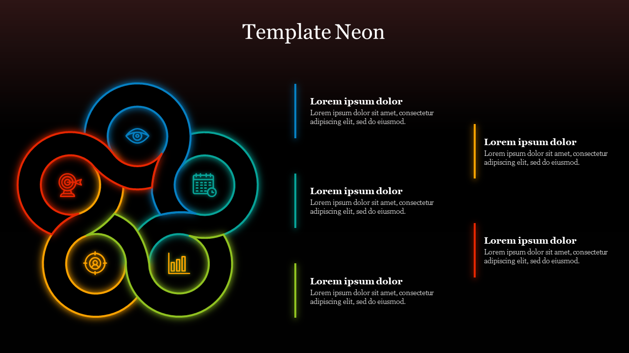 Effective Template Neon PowerPoint Slide