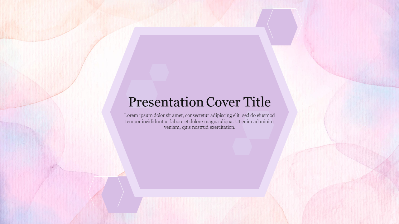 Hexagonal design at the center with subtle purple hues, set against a soft pastel background.