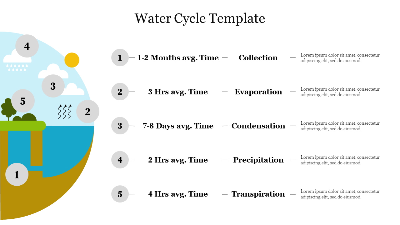 Editable Water Cycle Template PowerPoint Presentation 