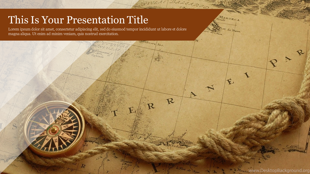 Nautical themed layout with a sepia toned map, a compass, and a knotted rope, with brown text overlay, giving a rustic feel.