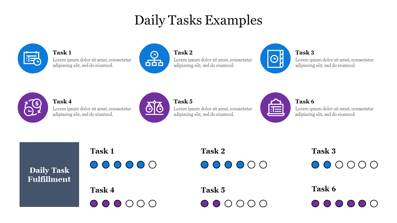 Amazing Daily Tasks Examples PowerPoint Presentation 