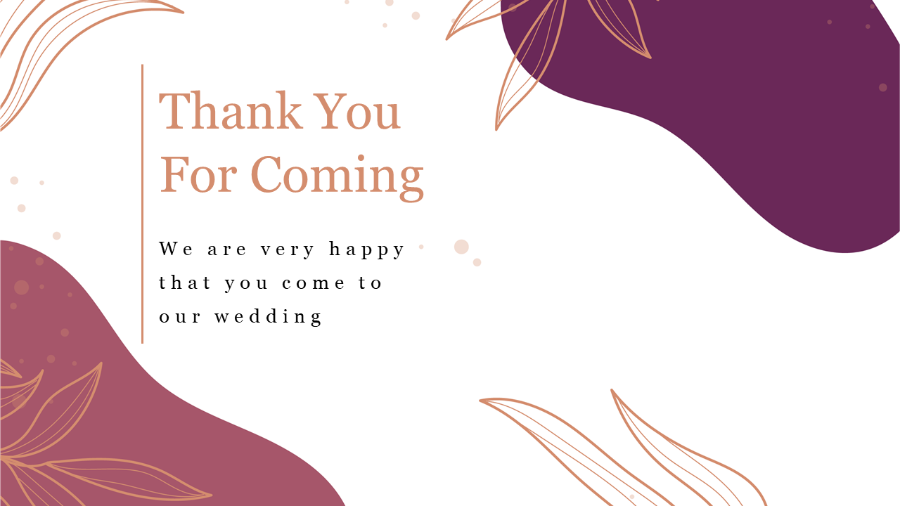 Wedding thank you card featuring floral line art shapes, with a message expressing gratitude for attendance.