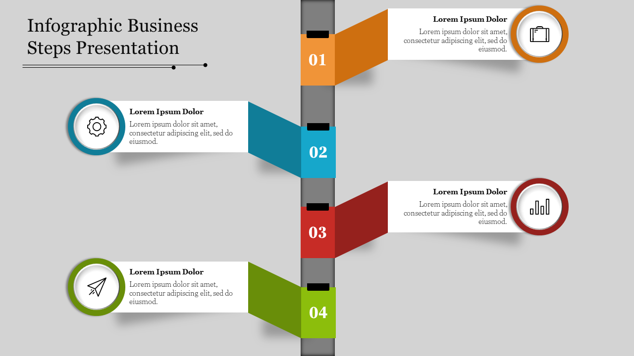 Infographic with four numbered labels with icons in yellow, blue, red, and green, with descriptive captions.