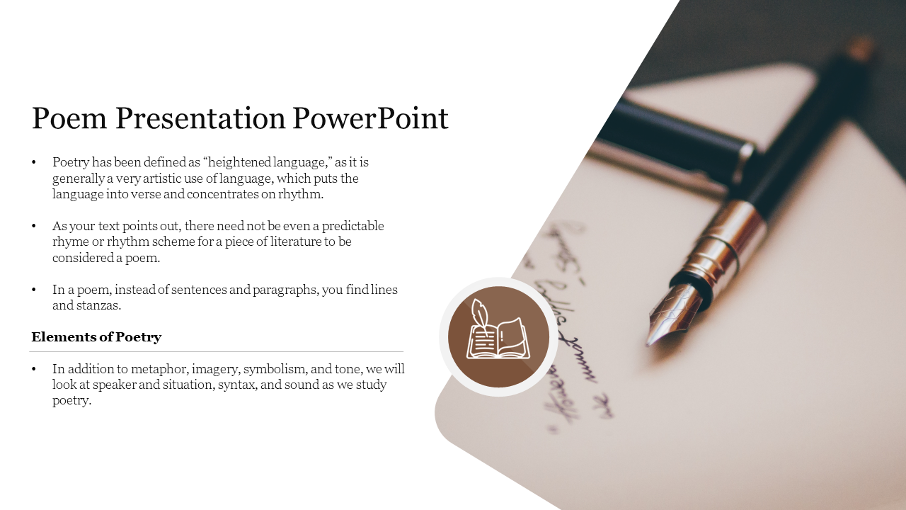 Discover Now! Poem Presentation PowerPoint Template Slide