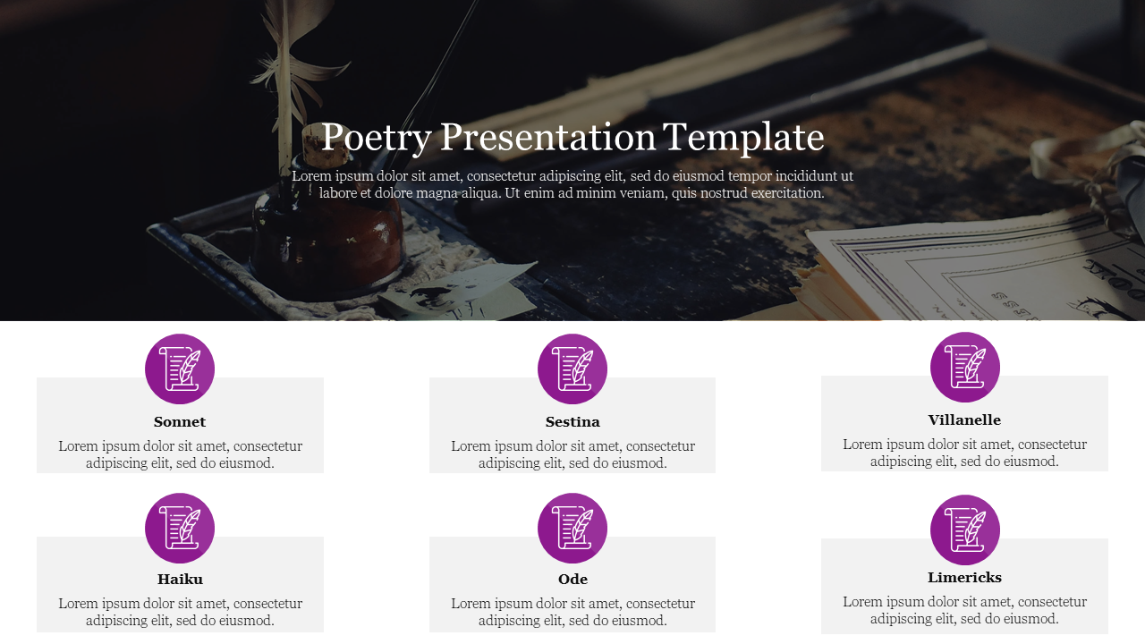 Effective Poetry Presentation Template PowerPoint Slide 