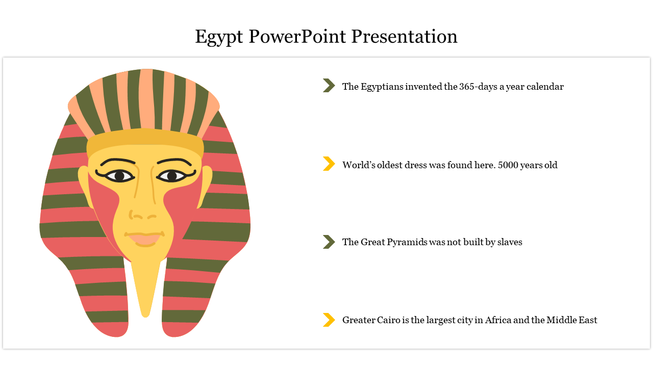 Mẫu PowerPoint trình bày Ai Cập: Khám phá đất nước xinh đẹp với Mẫu PowerPoint trình bày Ai Cập này! Với hình ảnh tuyệt đẹp và các chi tiết lịch sử hấp dẫn, tài liệu của bạn sẽ giúp khán giả lạc quan về một nền văn minh cổ đại.