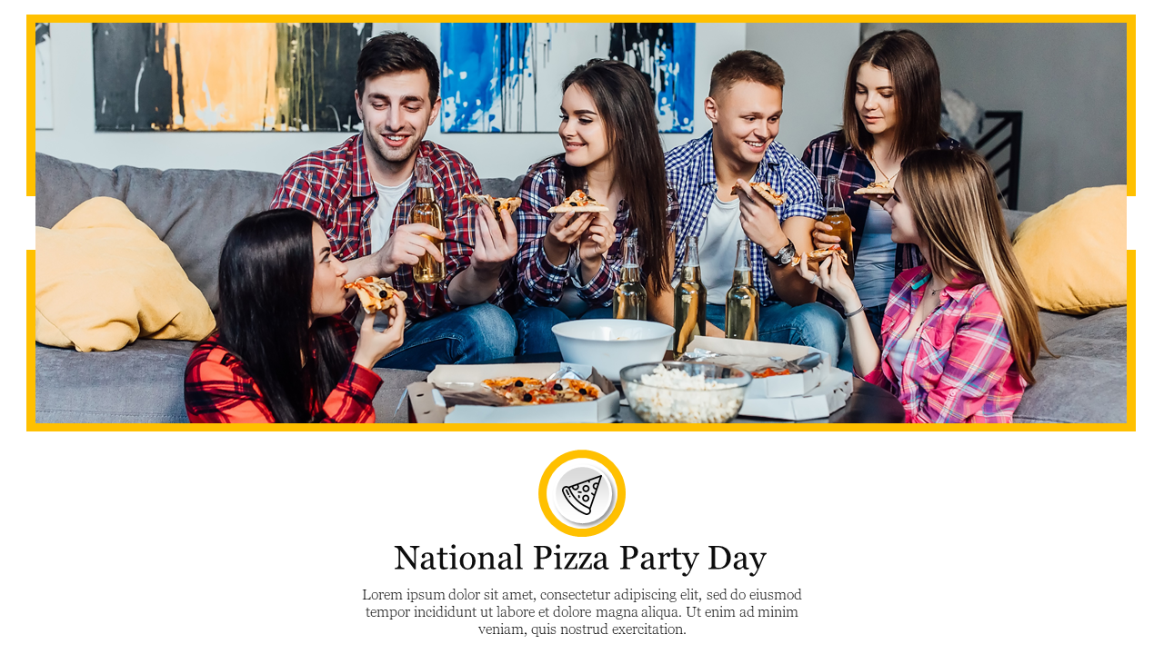 Effective Pizza Party Day PowerPoint Template Slide 