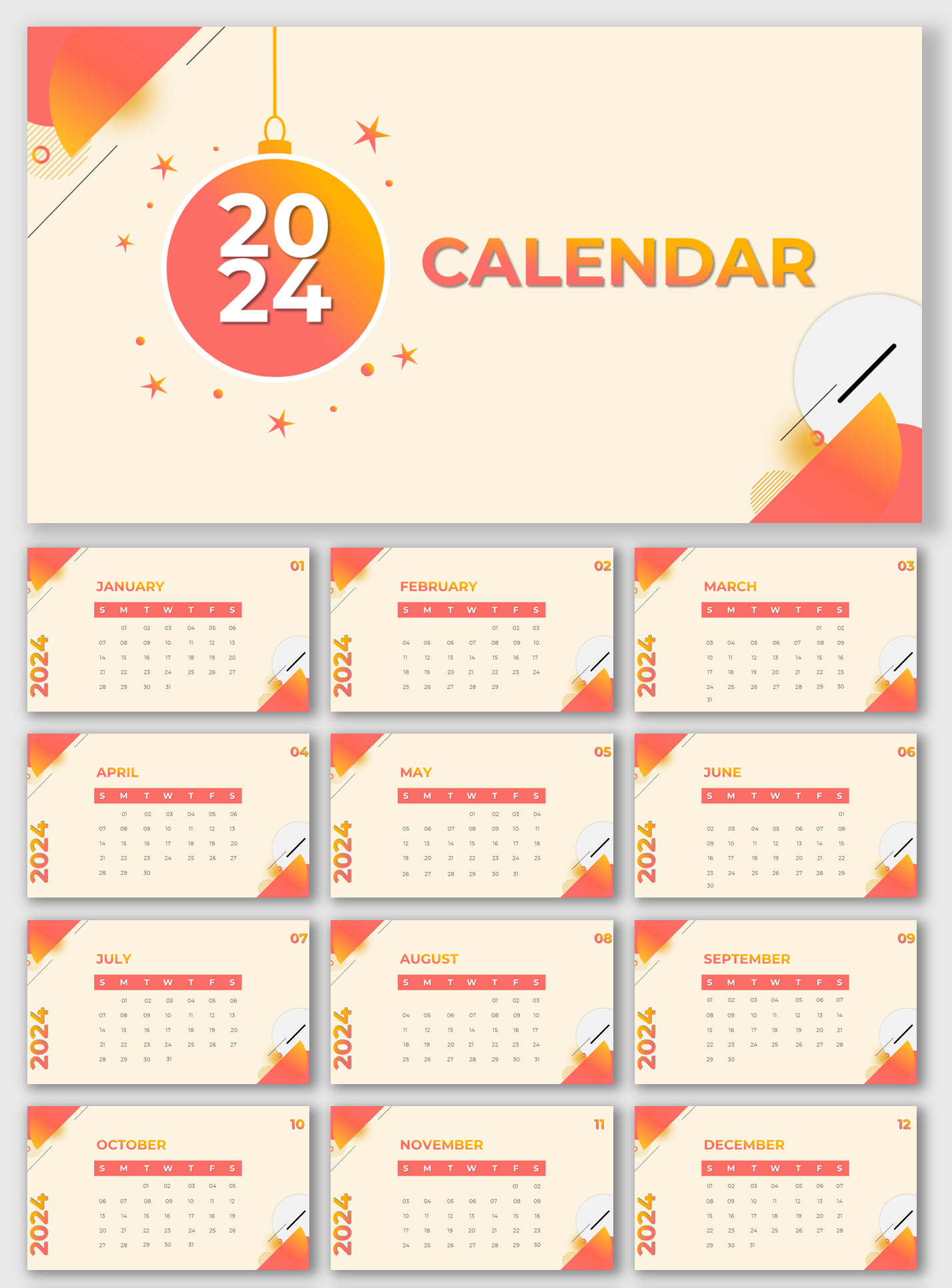 Get The 2024 Yearly Calendar PowerPoint And Google Slides