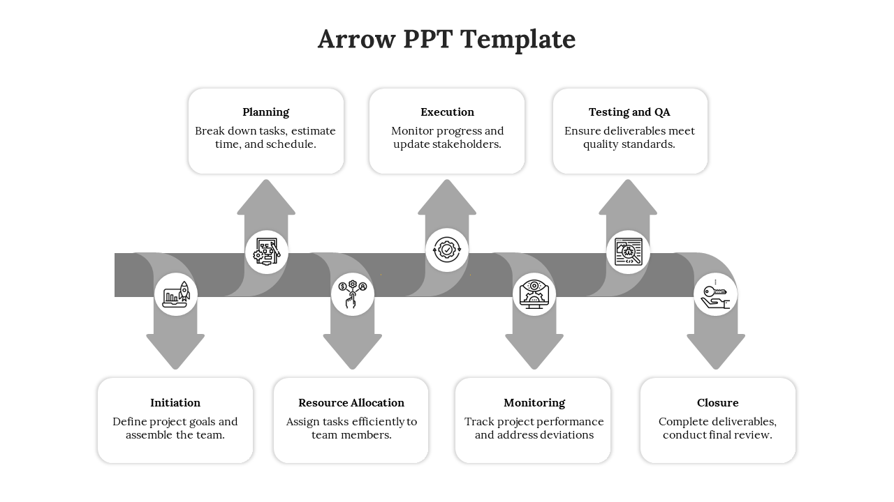 Gray Color Arrow For PPT And Google Slides Template