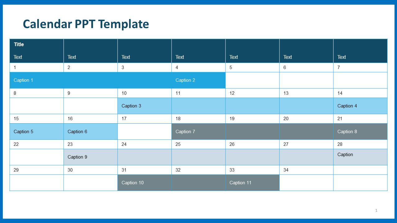 Get Now Calendar PPT Template Slide Design Blue Color