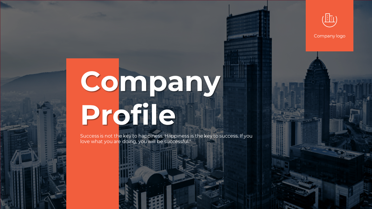 Company profile slides featuring mission, culture, team members, market achievements, and financial performance with images.