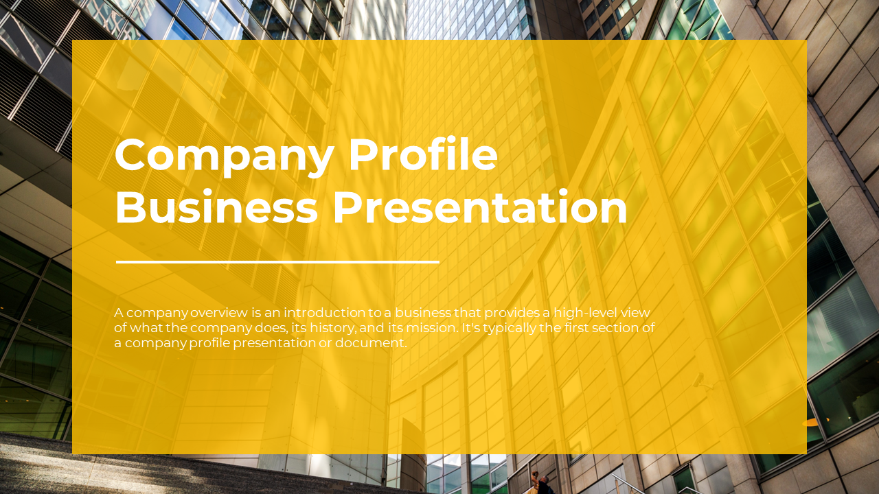 A comprehensive yellow and white About Us PowerPoint template showcasing company profile slides with a modern layout.