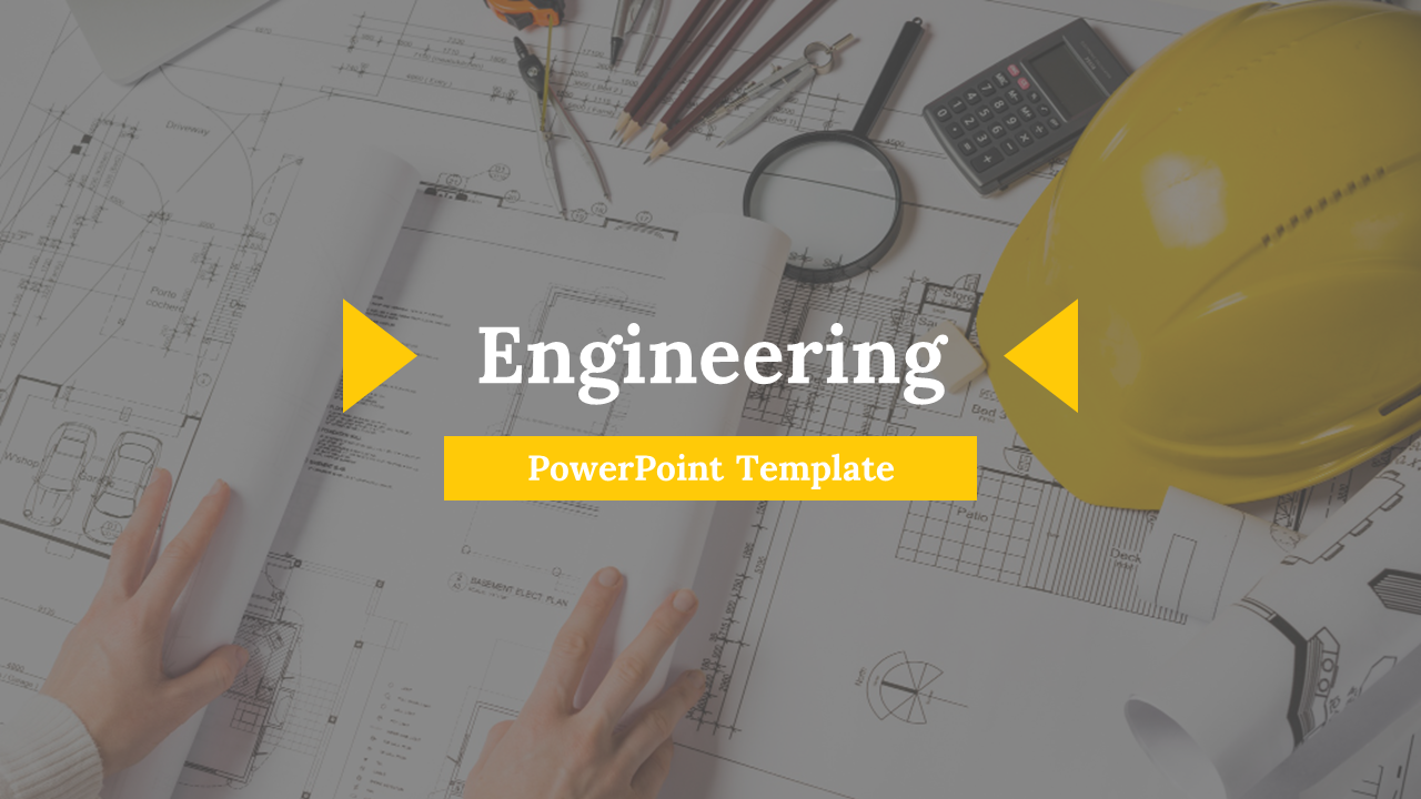 Engineering slide deck with pictures on various engineering fields which includes engineers, equipment, and diagrams.