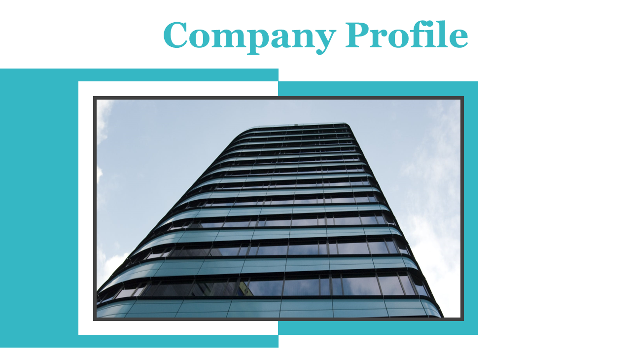 Company Profile PowerPoint slides with a table of contents and sections for Introduction, Vision, Mission, and Team.