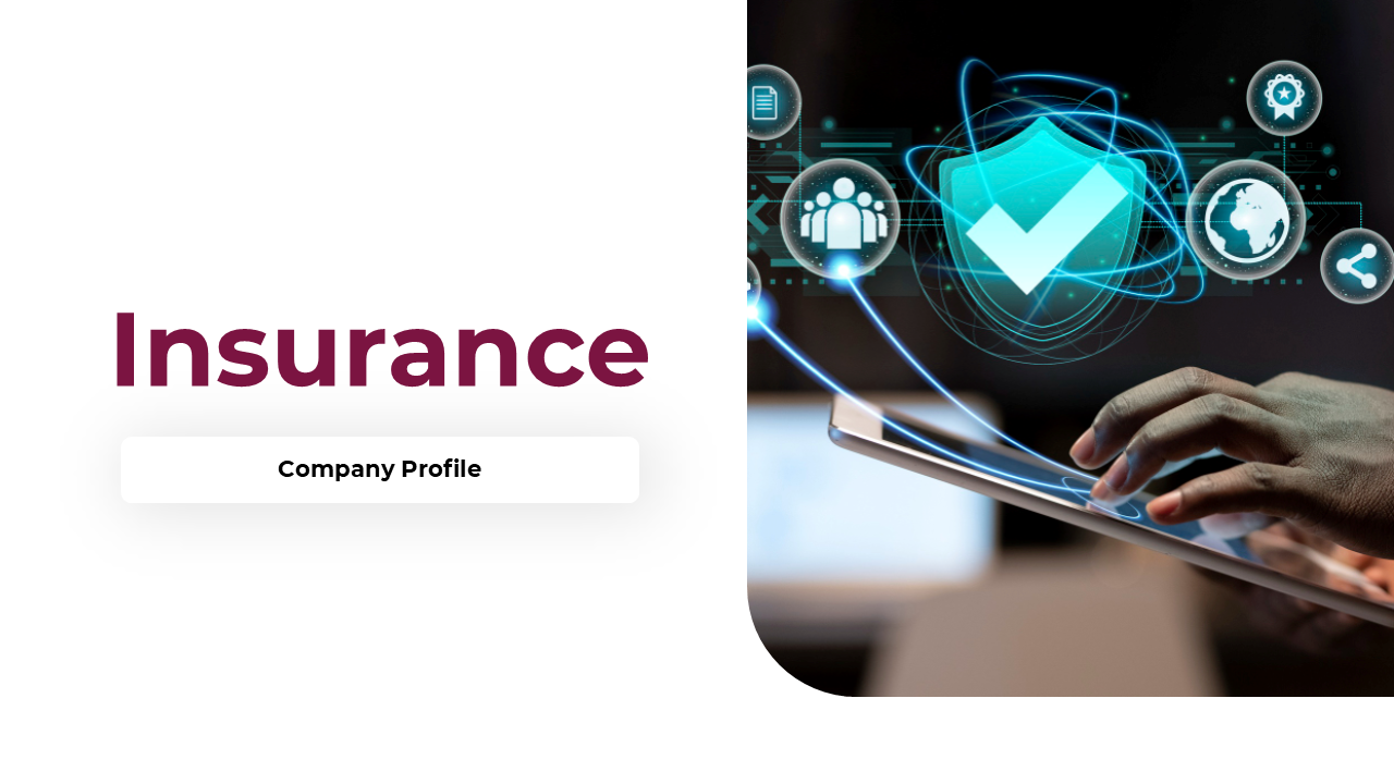 nsurance company profile slides with professional layouts, security-themed visuals, and placeholders for key business.